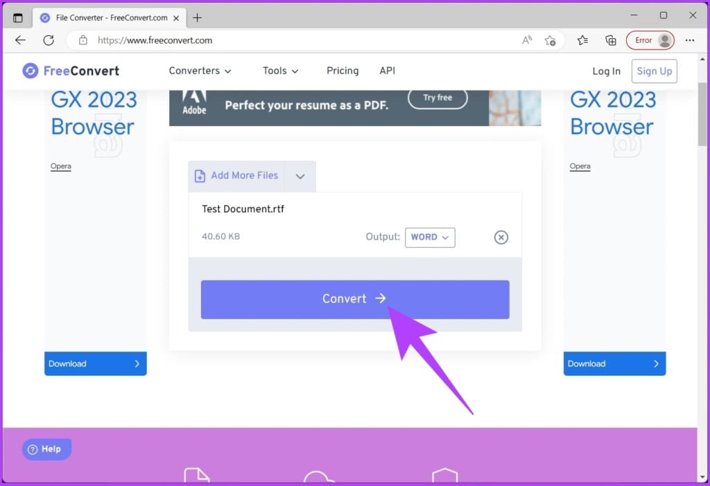 Click on the Convert button