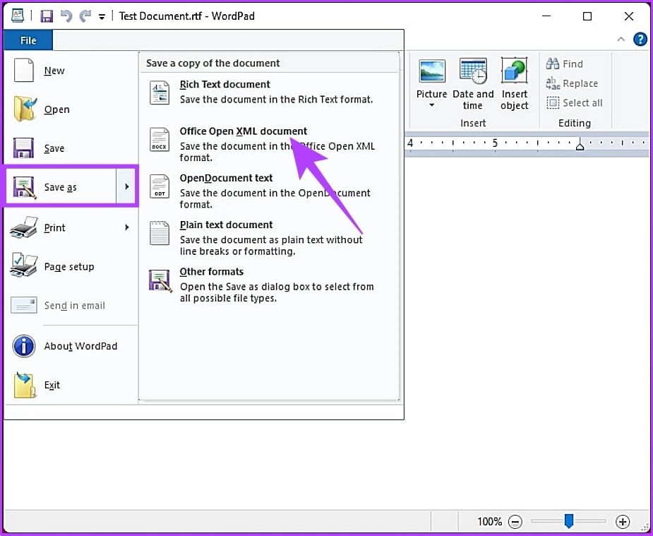 choose Office Open XML Document (*.docx)