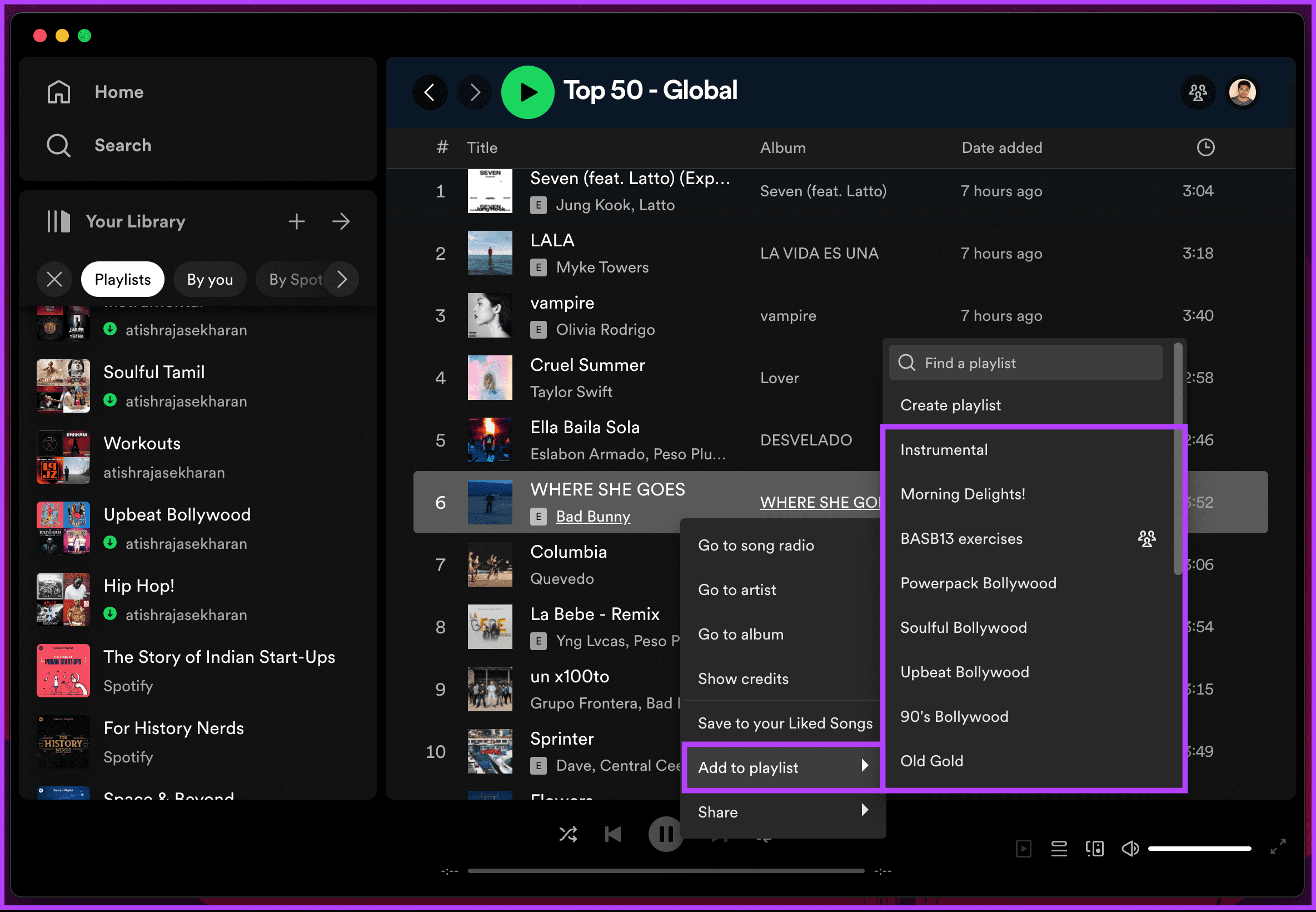 choose Add to playlist