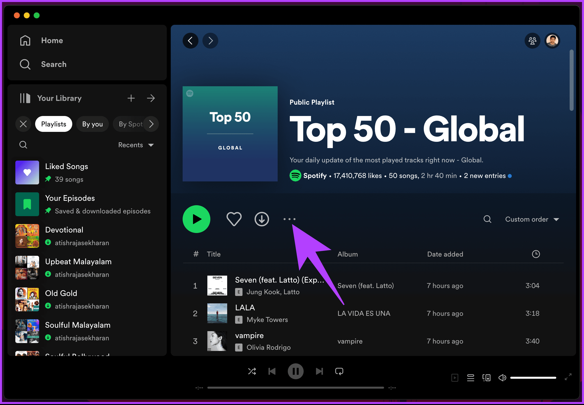 click the three-dot icon