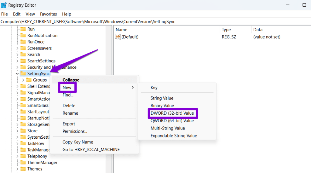 Create DWORD in Registry Editor