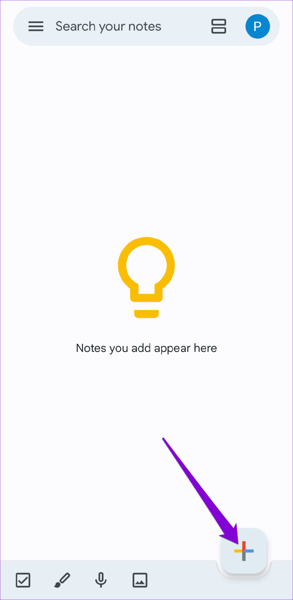 Create New Note in Google Keep