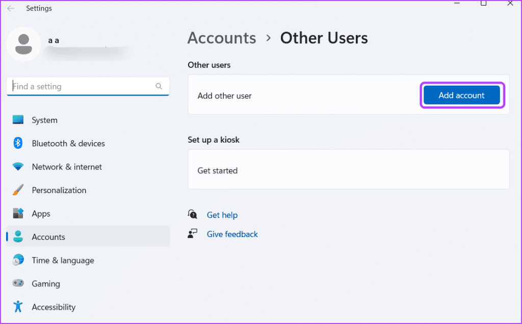 other users page