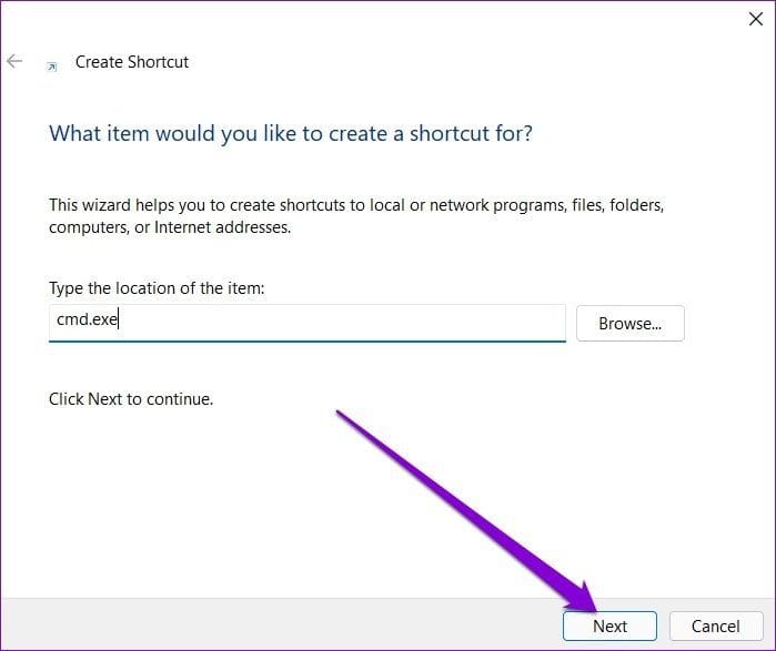 Create Shortcut for Command Prompt