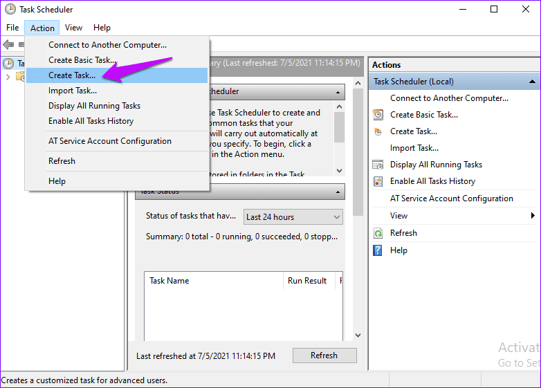 Create Task Task Scheduler
