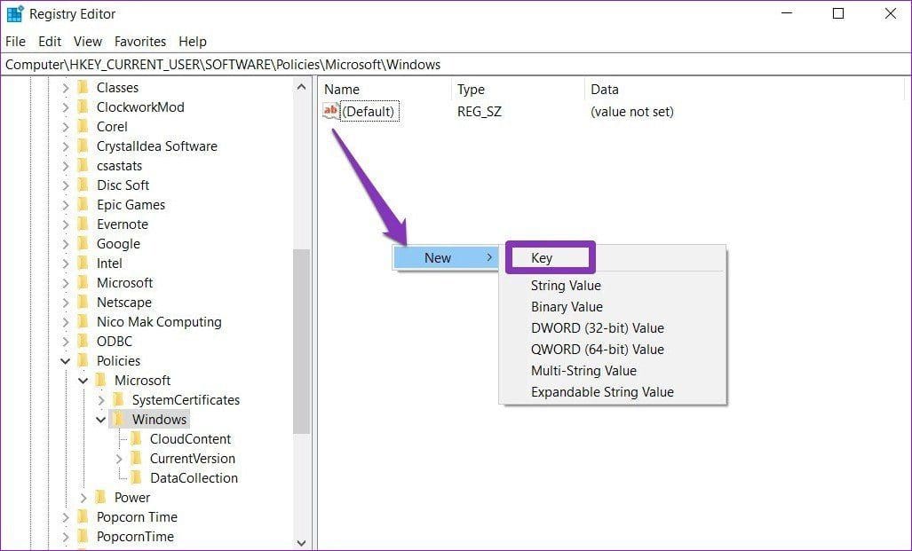 Create a New Key in Registry