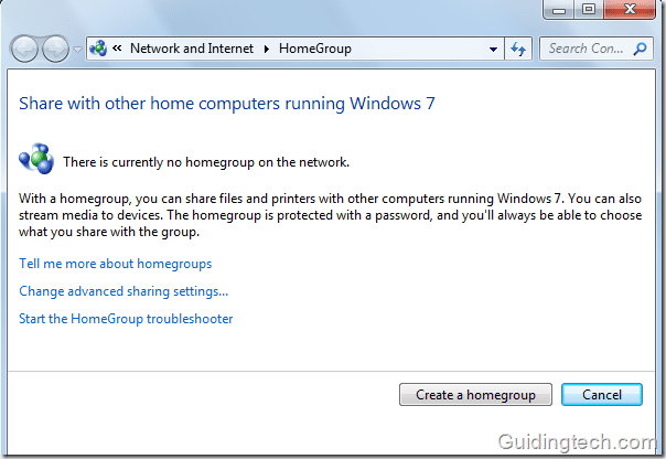 Create Homegroup