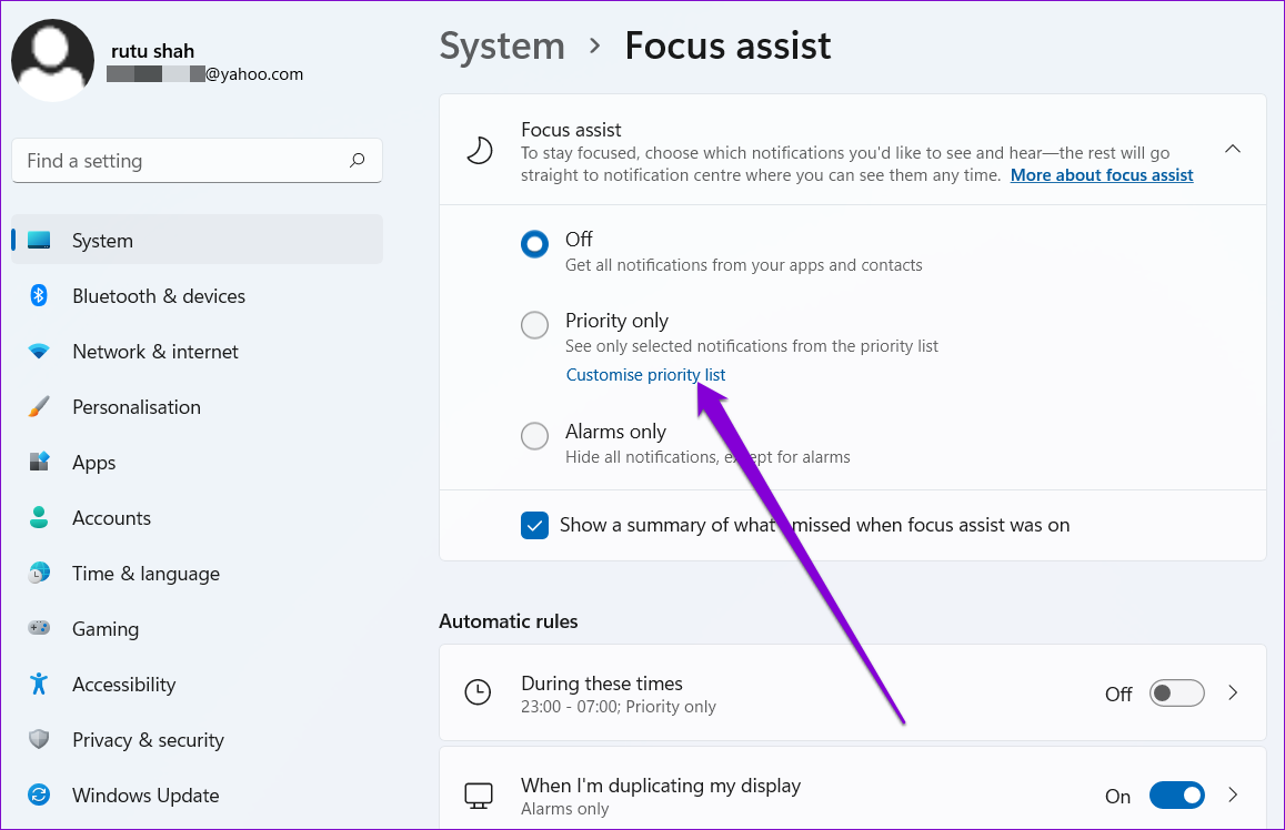 Customize Priority List