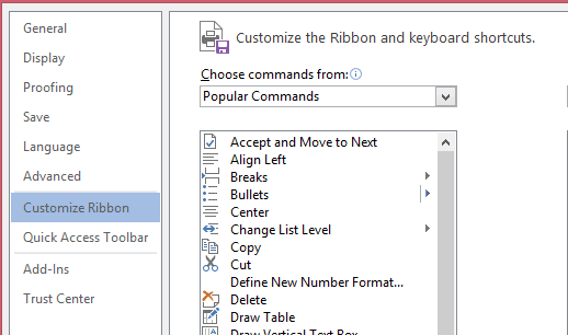 Customize Ribbon