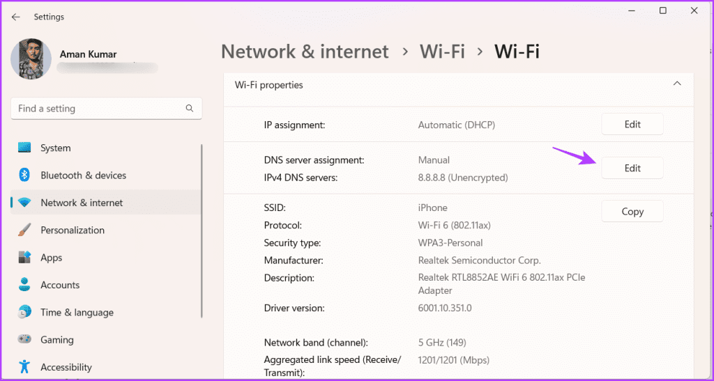 DNS server assignment option in Settings