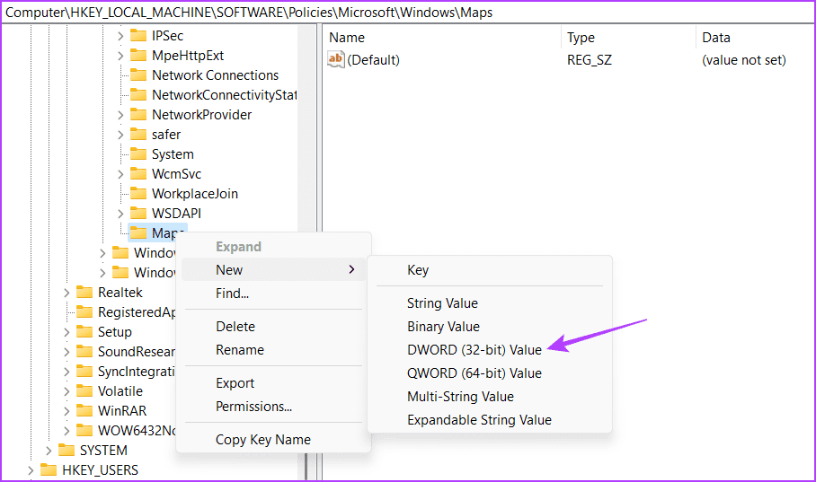 DWORD (32-bit) Value in the Registry Editor