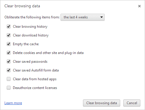 Data Clearing Options