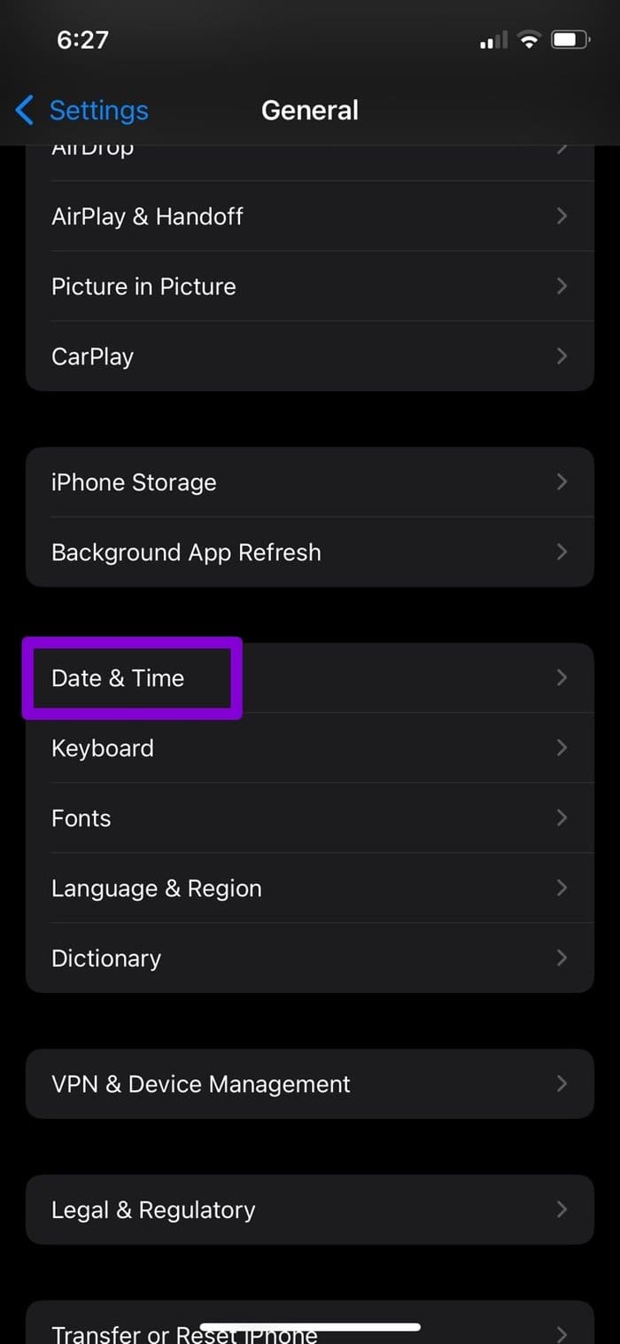 Date Time Settings on i Phone