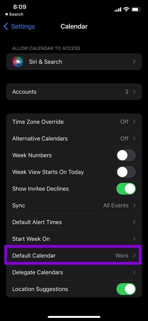 Default Calendar