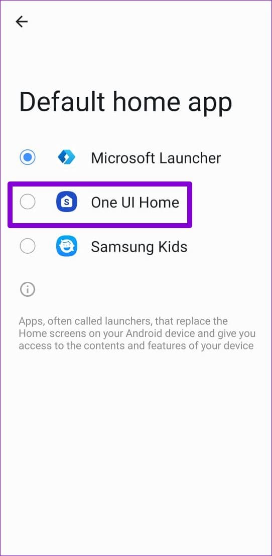 Default Launcher App on Android