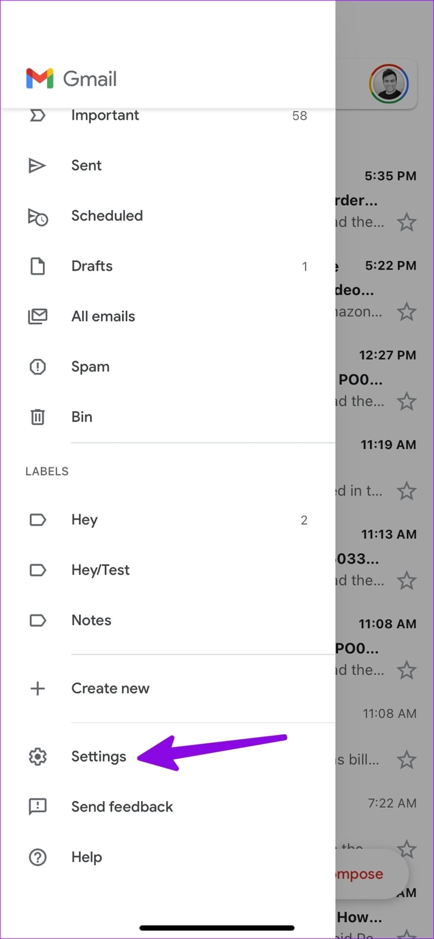 open gmail settings