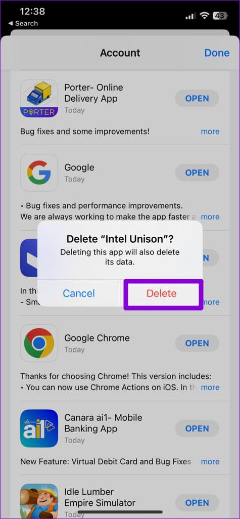 Delete App or Game on iPhone via App Store