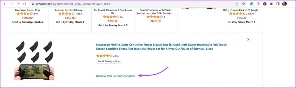 Click Remove this recommendation