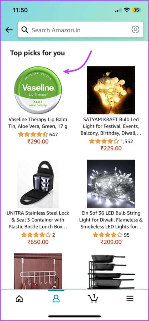 Tap the product you want to remove from recommendation 