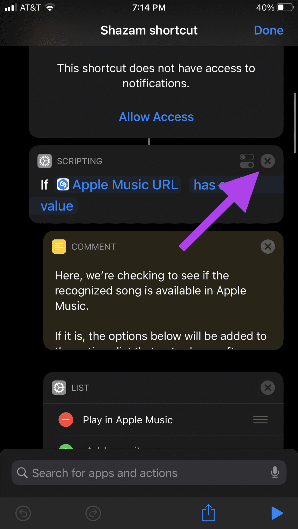 Delete Shortcuts Action