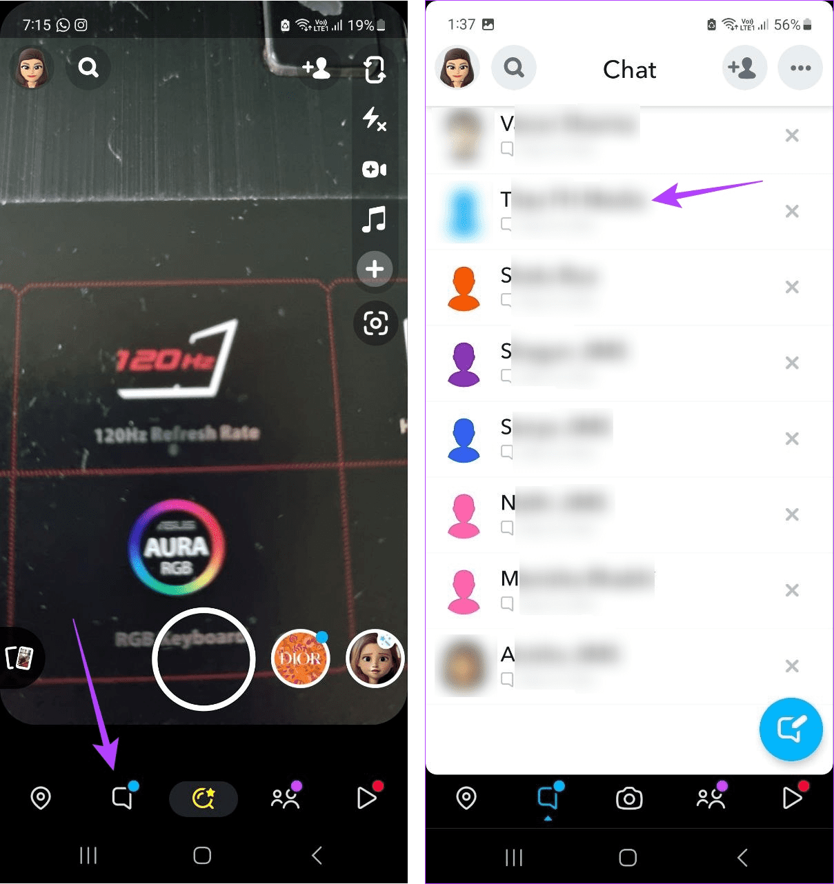 Open Snapchat Chat window