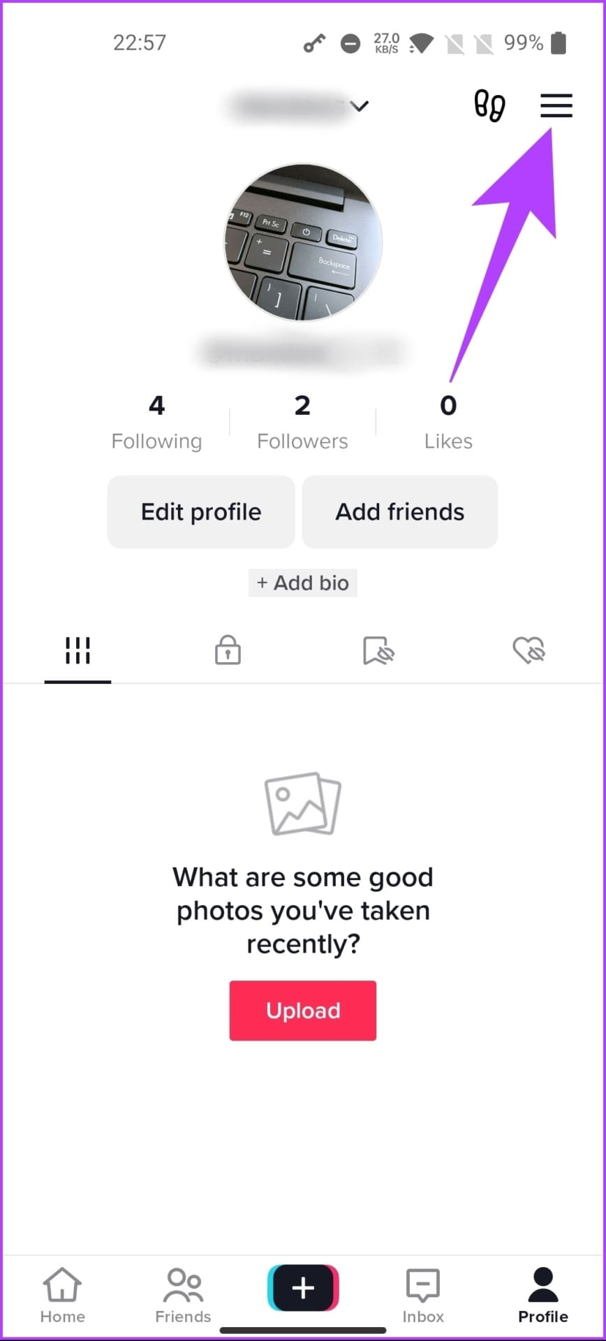 tap the hamburger icon at the top-right corner
