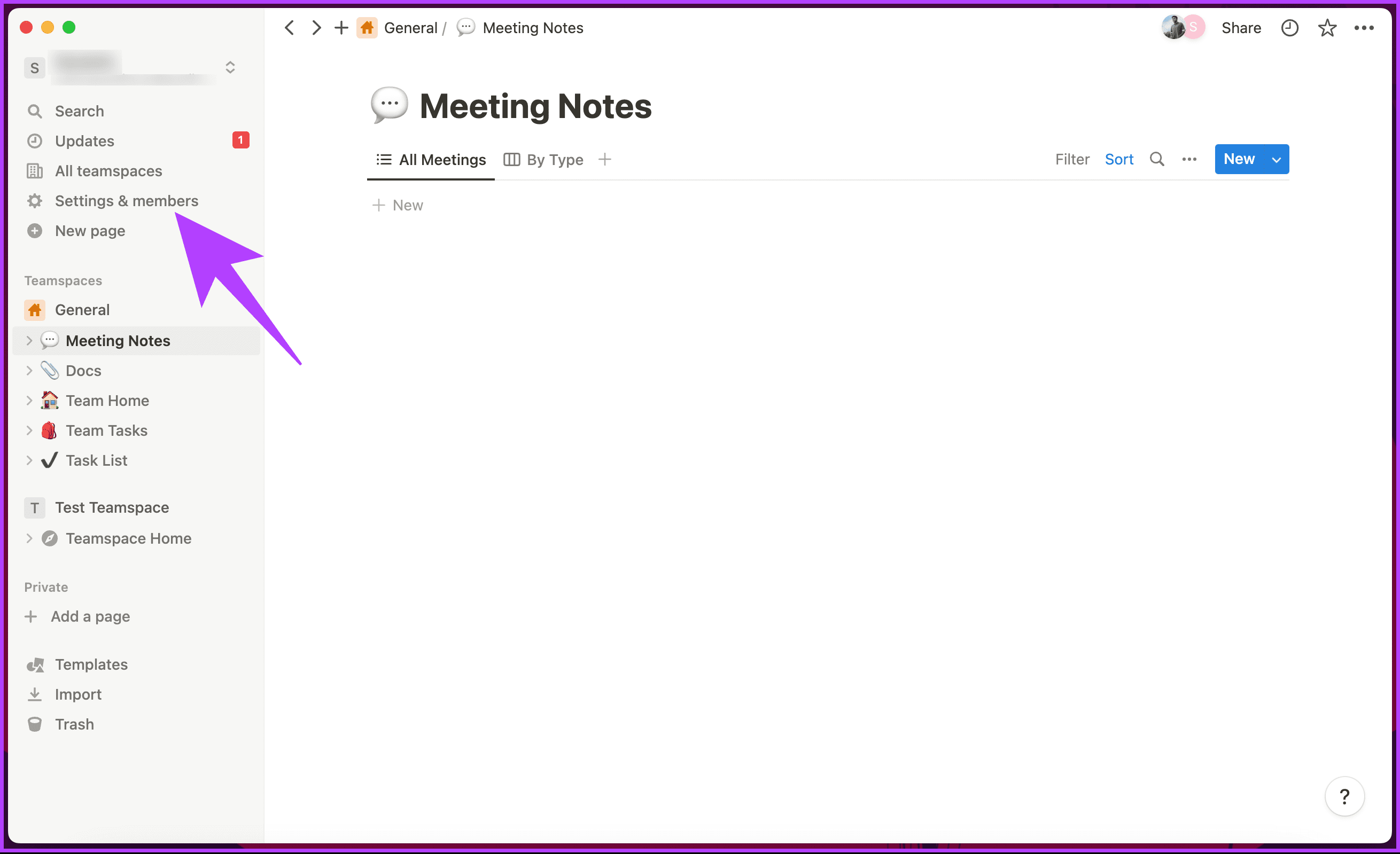 navigate to 'Settings & members'