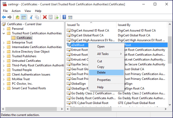 Delete E Dell Root