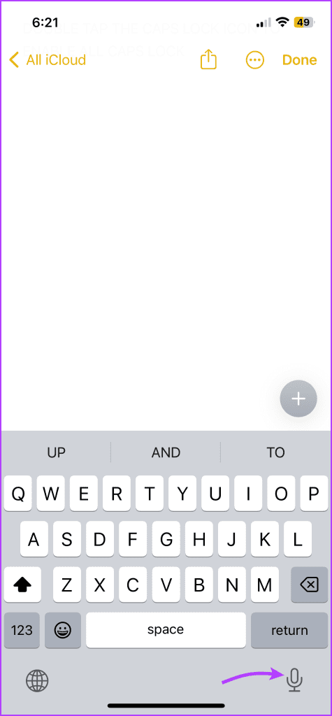 Tap the mic icon 