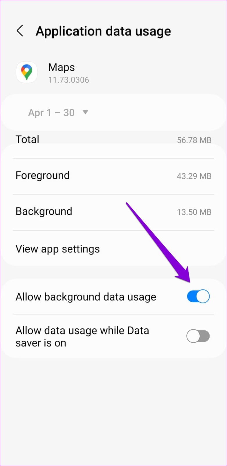 Disable Background Data Usage for Google Maps on Android