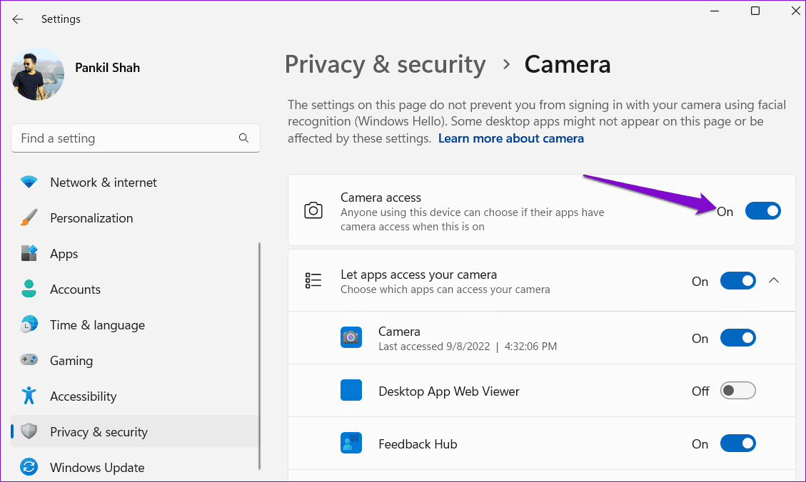 Disable Camera Access on Windows 11
