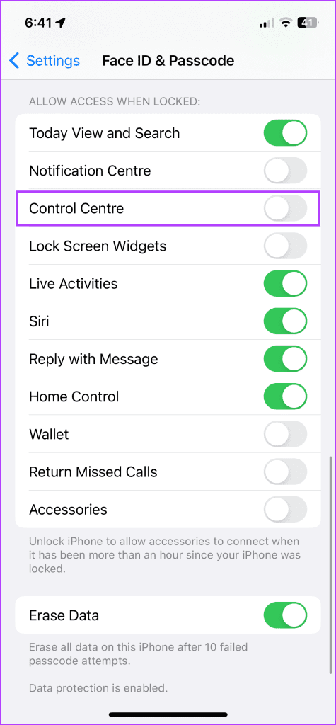 Toggle off Control Center from Lock Screen