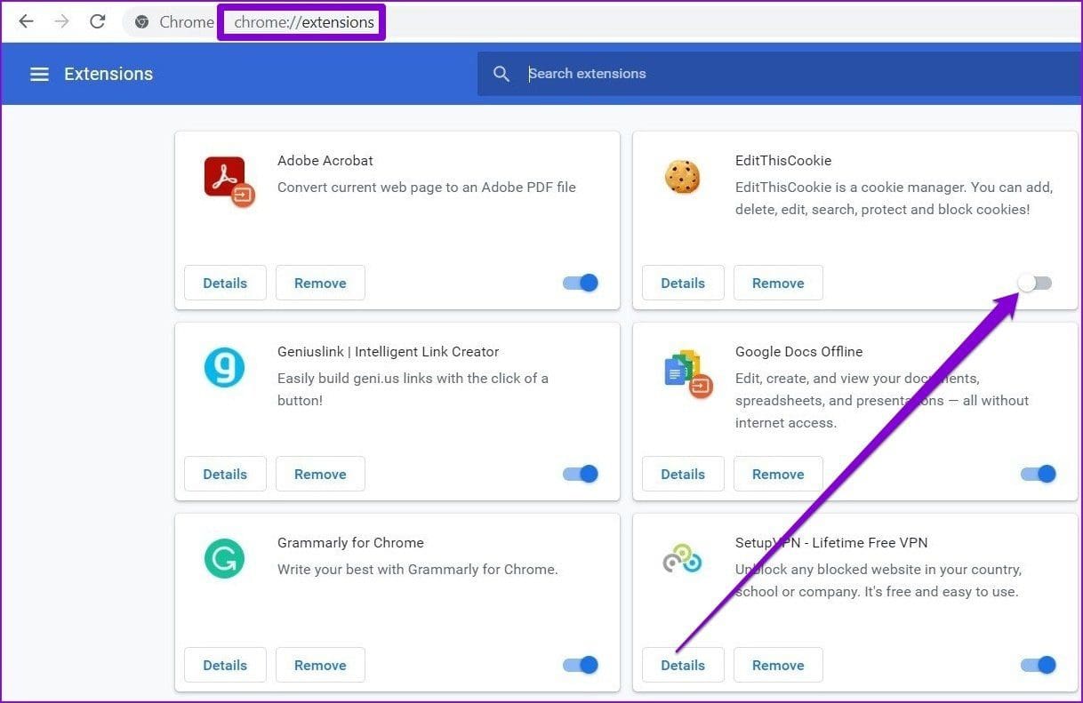 Disable Extensions on Chrome