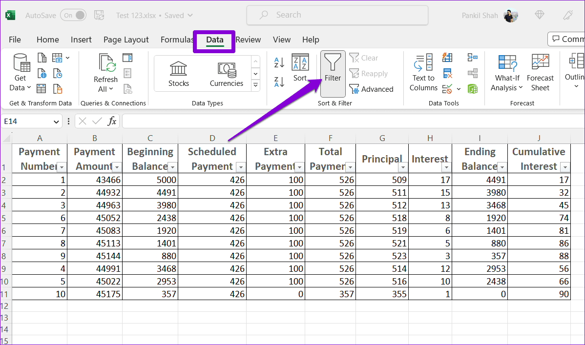 Disable Filter in Excel