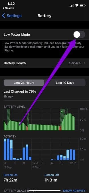 Disable Low Power Mode i Phone
