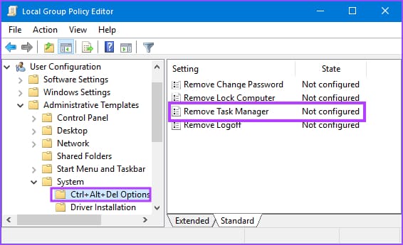 Under the System option