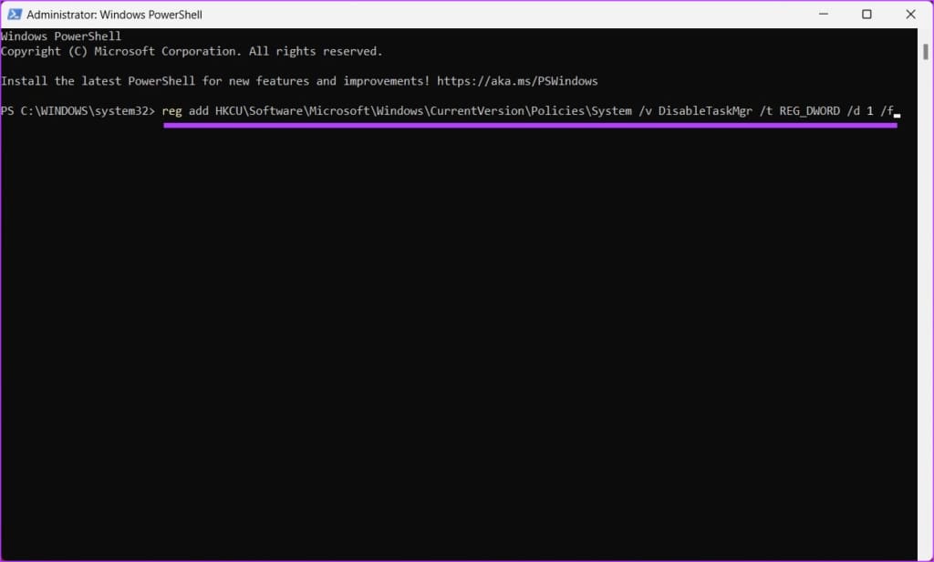 Type the following command