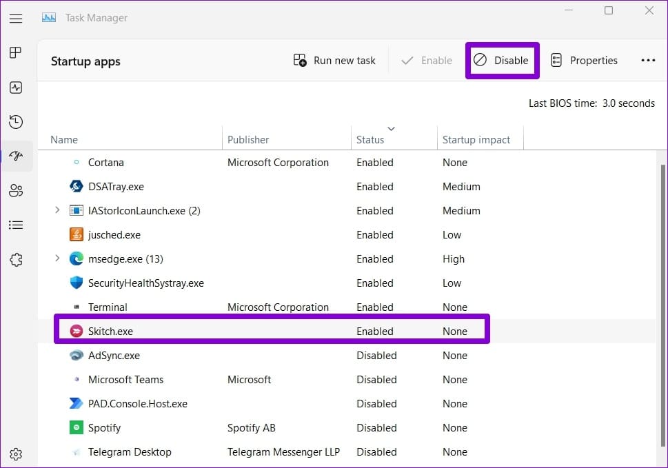 Disable Third-Party Startup Apps on Windows 11