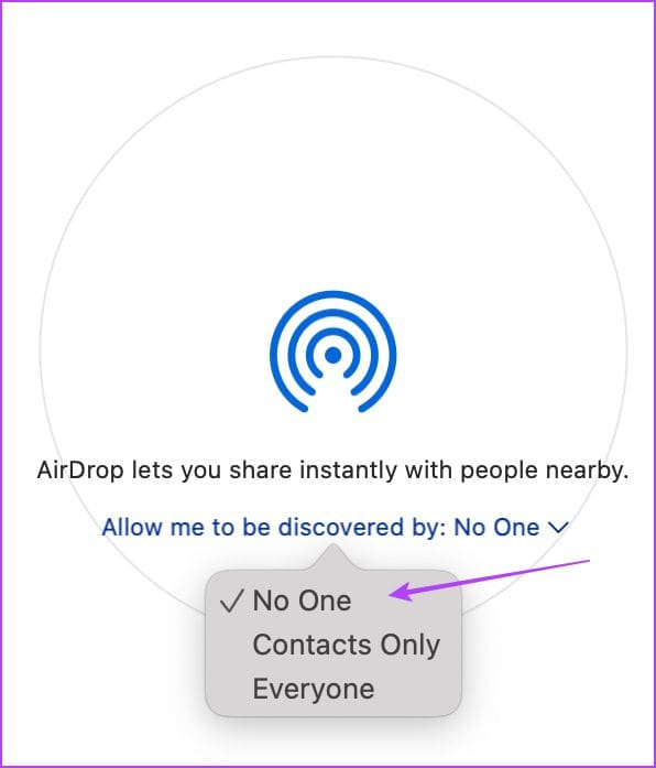 Select No One to disconnect AirDrop
