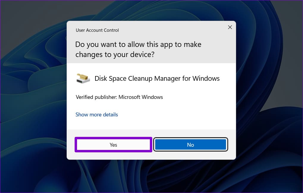 Disk Cleanup UAC Prompt