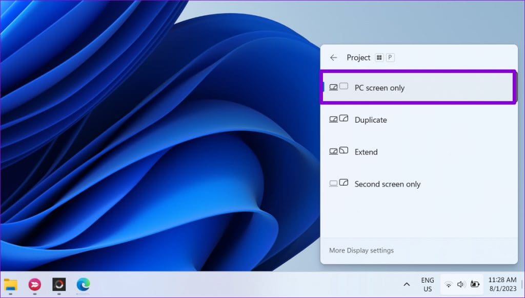 Display Projection Panel in Windows