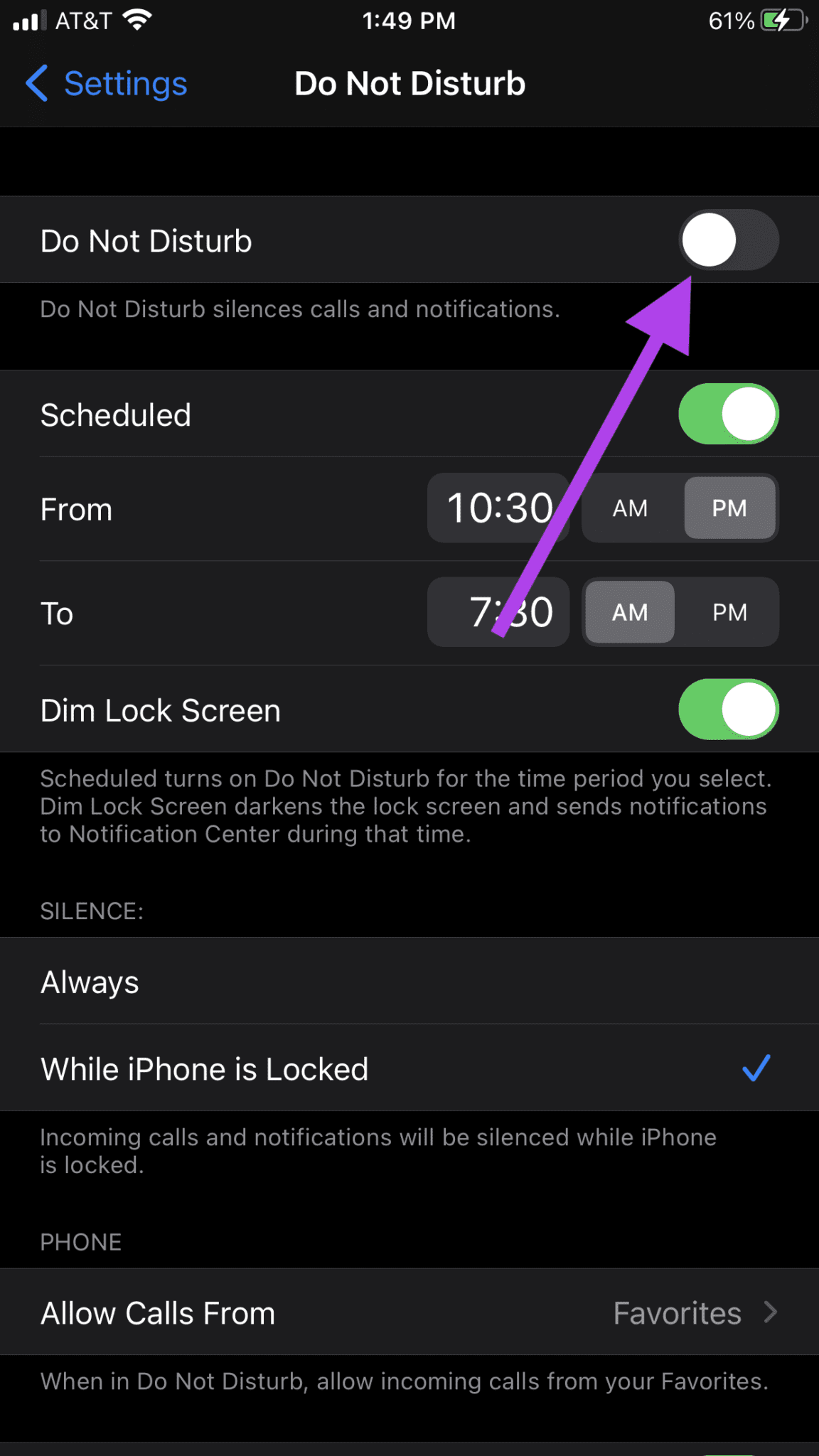 Do Not Disturb Settings