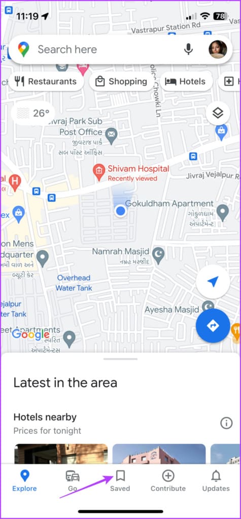 Go to the Saved tabs in Google Maps