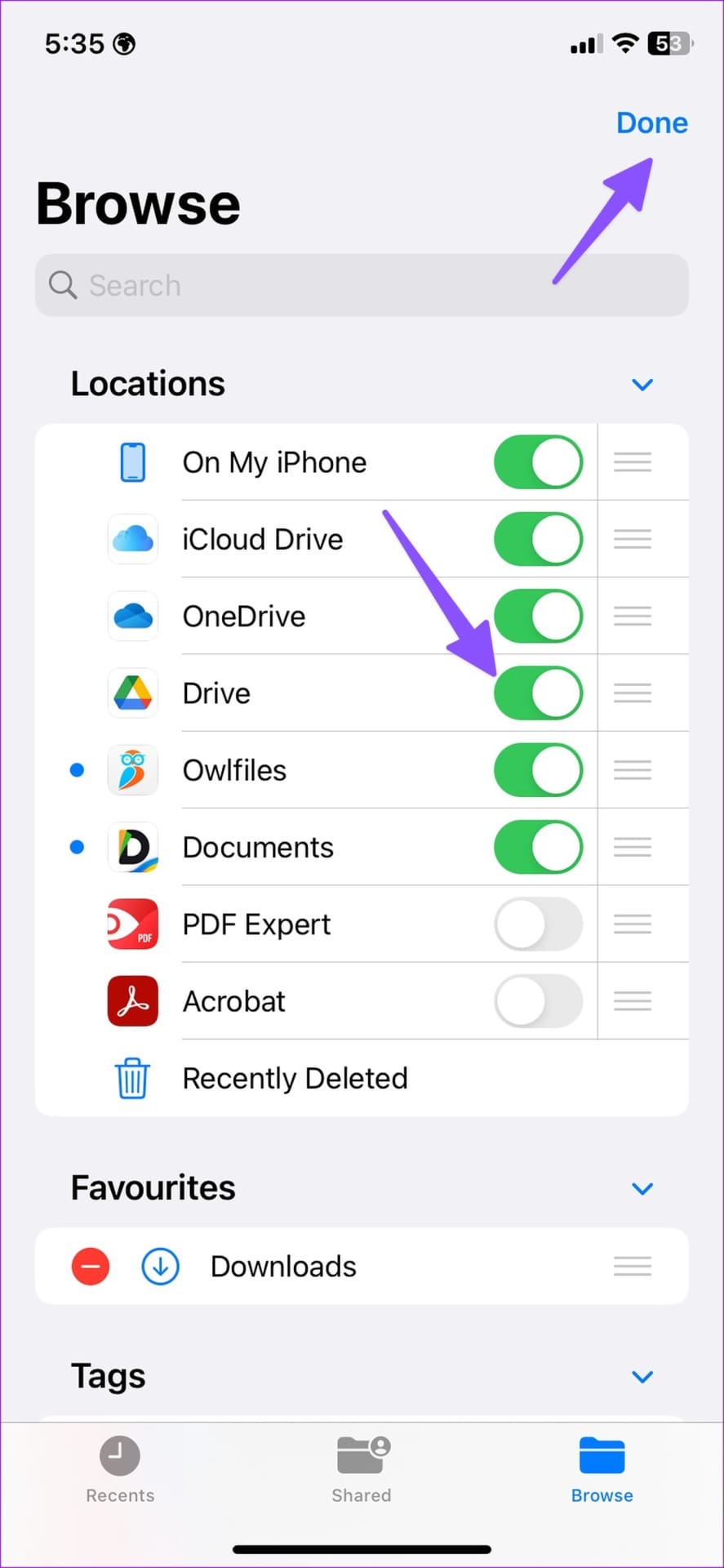 enable Drive in Files