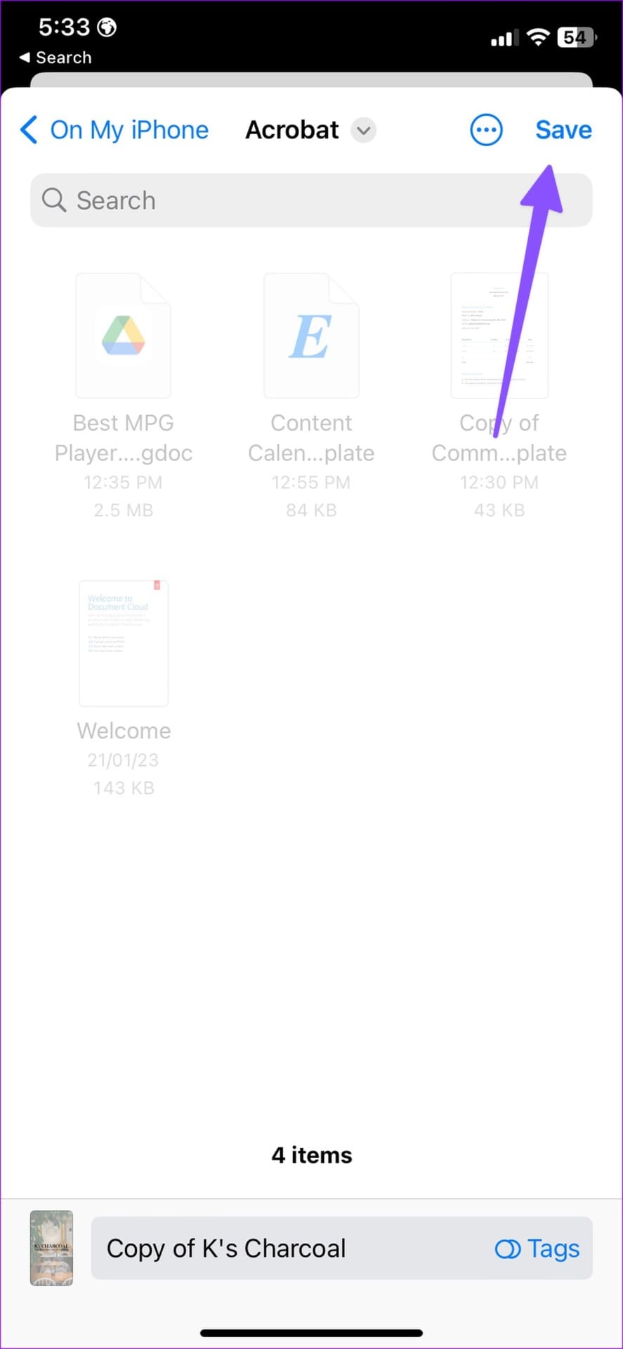save files from drive on iPhone