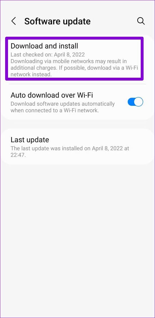 Download Software Update on Android