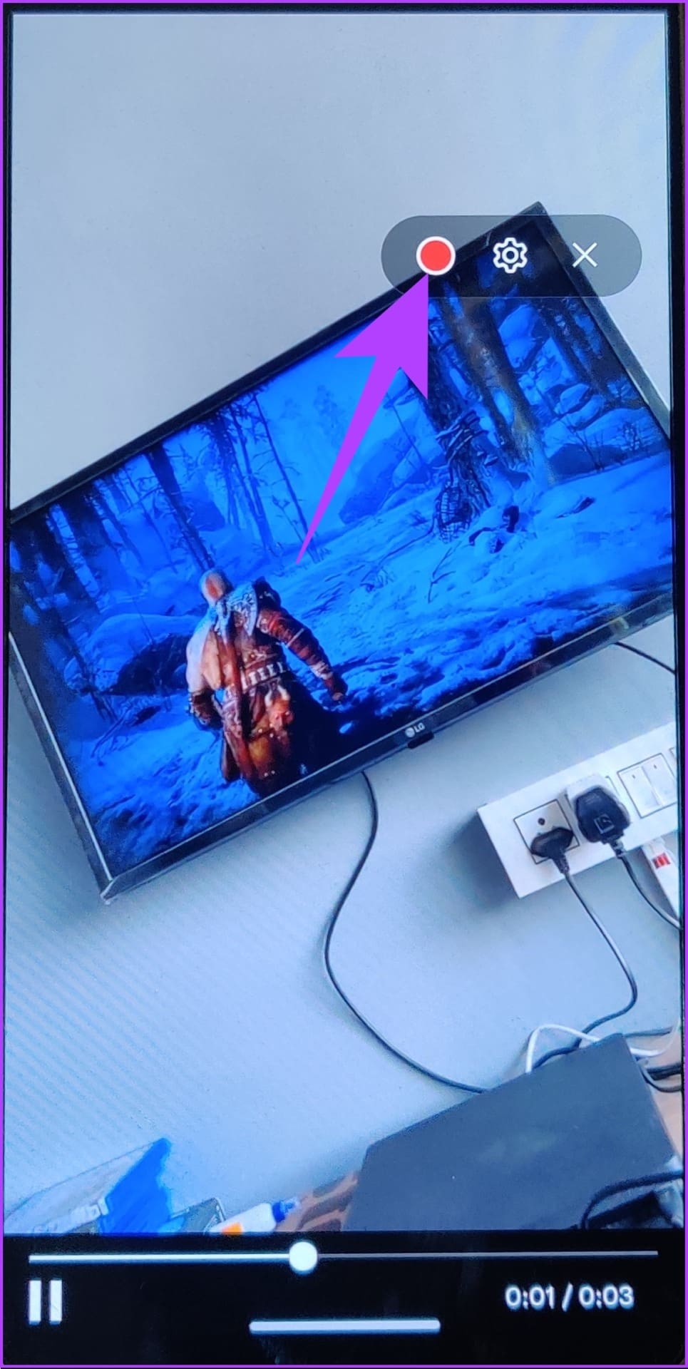 Press the red dot to start recording.