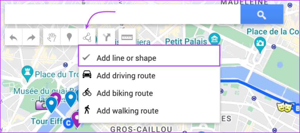 Draw a line or shape in My Maps