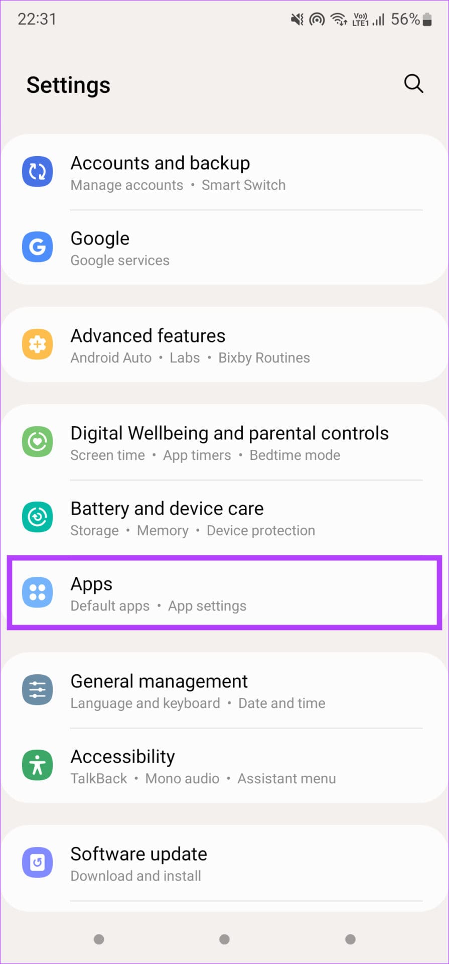 Apps settings