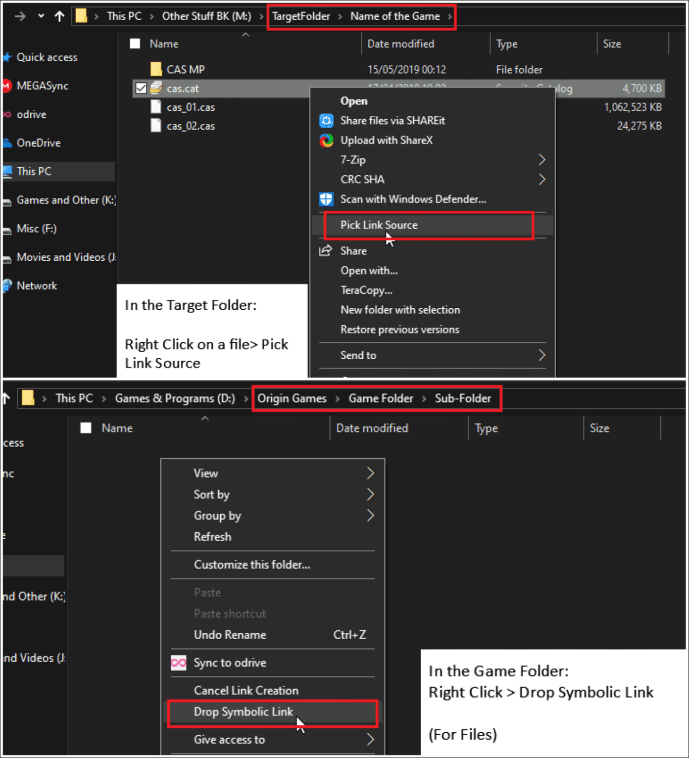 Drop As Symbolic Link File